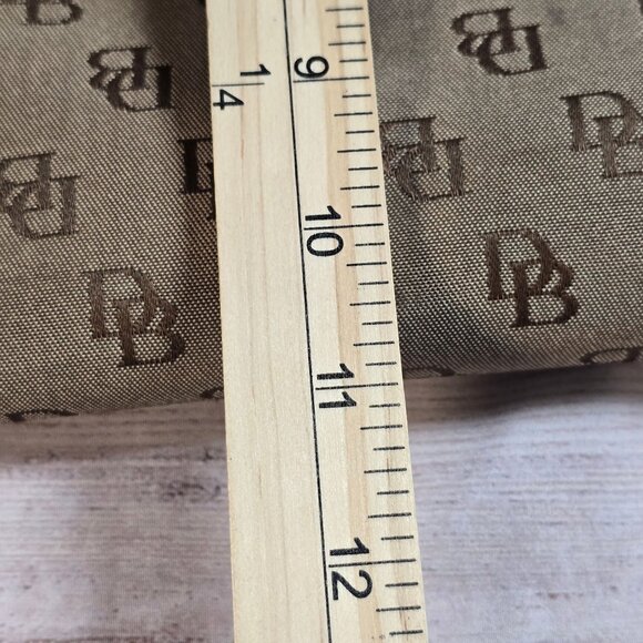 Dooney & Bourke Signature Monogram Tote Bag With Leather Trim Beige/Brown - Picture 13 of 14